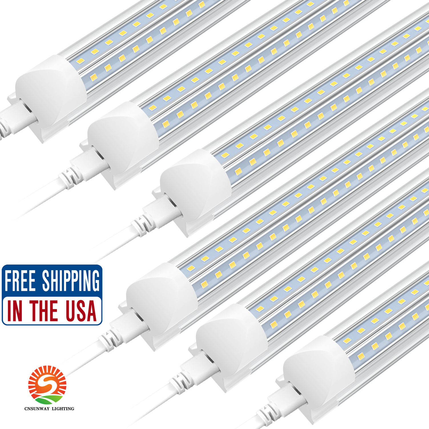 LED tubes Stock In US 2ft 4ft 5ft 6ft 8ft LED Tube Lights V Shape Integrated LED bulb fixtures 8 ft Cooler Door Freezer LEDs Light