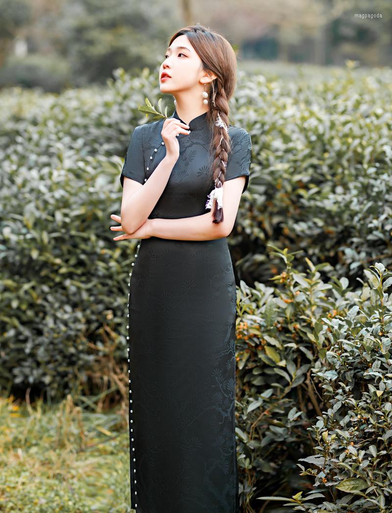 Ethnic Clothing FZSLCYIYI Summer Beaded Mandarin Collar Jacquard Satin Qipao Elegant Short Sleeve Chinese Cheongsam Retro Daily Evening
Ethnic Clothing FZSLCYIYI Summer Beaded Mandarin Collar Jacquard Satin Qipao Elegant Short Sleeve Chinese Cheongsam Retro Daily Evening