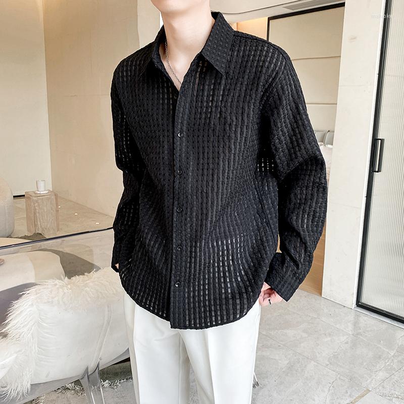 Men's Casual Shirts Black White Long-sleeved Shirt Men Fashion Social Mens Dress Korean Loose Plaid Hollow-out -2XL
Men's Casual Shirts Black White Long-sleeved Shirt Men Fashion Social Mens Dress Korean Loose Plaid Hollow-out -2XL