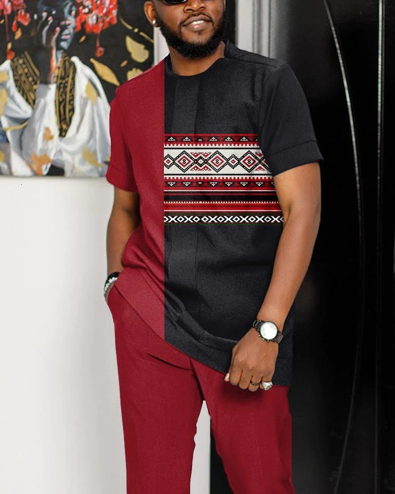 Men s Tracksuits Summer Plaid Tracksuit Men 2 Piece Outfit Man Clothes Tshirts Pants Trousers Sportwear Jogging Suits Casual Male Clothing 230414