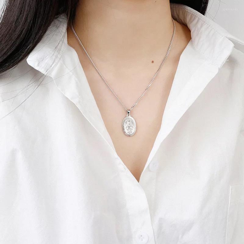 Chains 925 Sterling Silver Necklace Retro Virgin Mary Round Tag Clavicle Personality Fashion Female Jewelry
Chains 925 Sterling Silver Necklace Retro Virgin Mary Round Tag Clavicle Personality Fashion Female Jewelry