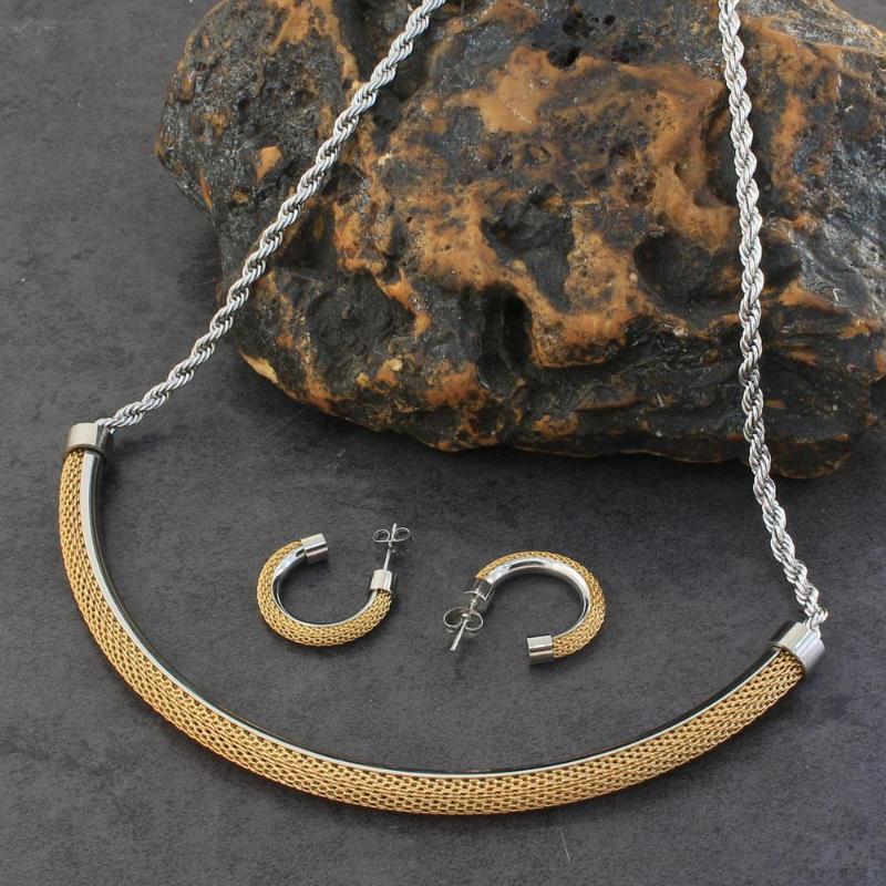 Necklace Earrings Set Gold Color And Est Stainless Steel For Women Fashion Gift SDNZBFCA, Picture shown
Necklace Earrings Set Gold Color And Est Stainless Steel For Women Fashion Gift SDNZBFCA, Picture shown