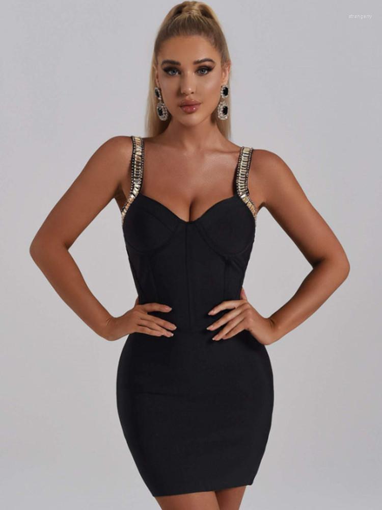Casual Dresses Black Color Women Sleeveless Sexy V-Neck Bodycon Mini Dress Bandage Fashion Crystal Nightclub Party Celebrate Wholesale
Casual Dresses Black Color Women Sleeveless Sexy V-Neck Bodycon Mini Dress Bandage Fashion Crystal Nightclub Party Celebrate Wholesale