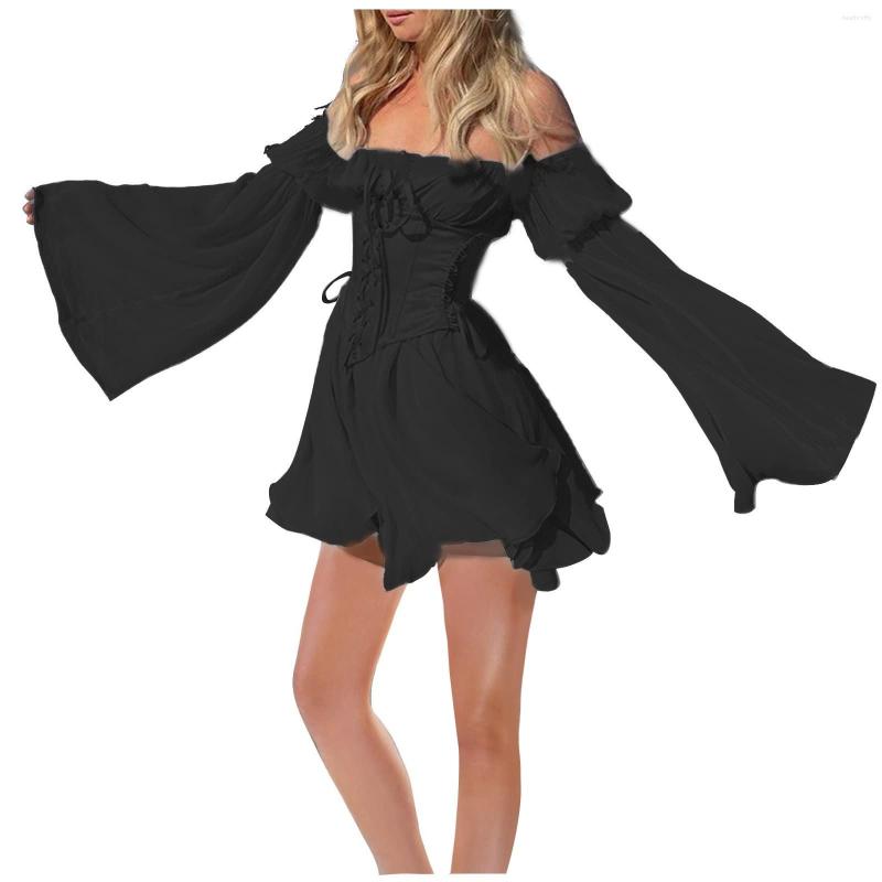 Casual Dresses Women' Summer Chiffon Dress Sexy Off Shoulder Flare Sleeve Lace Up Corset Solid Flowy Mini, Black
Casual Dresses Women' Summer Chiffon Dress Sexy Off Shoulder Flare Sleeve Lace Up Corset Solid Flowy Mini, Black