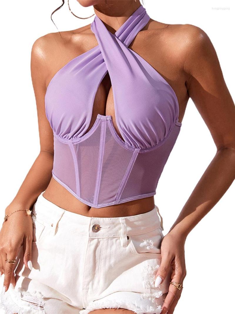 Women' Tanks Women' Summer Skinny Sling Vest Purple Sleeveless Backless Hanging Neck Mesh Tops
Women' Tanks Women' Summer Skinny Sling Vest Purple Sleeveless Backless Hanging Neck Mesh Tops