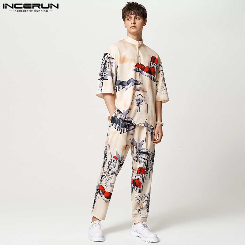 Men s Tracksuits 2023 Sets Printing Streetwear Loose Stand Collar Half Sleeve Shirt Elastic Waist Pants 2PCS Casual Suits S INCERUN 230414, Beige
Men s Tracksuits 2023 Sets Printing Streetwear Loose Stand Collar Half Sleeve Shirt Elastic Waist Pants 2PCS Casual Suits S INCERUN 230414, Beige