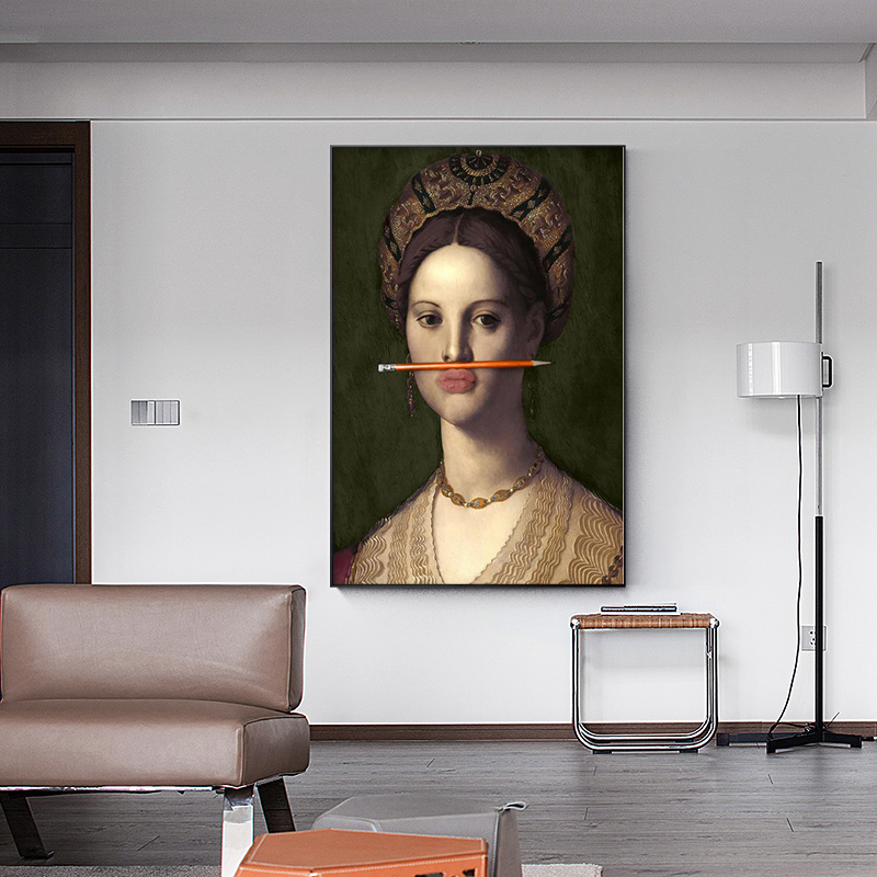 European Classical Oil Painting On Canvas Poster Pen and Lips Creative Prints Wall Art Funny Decorative Pictures For Living Room
European Classical Oil Painting On Canvas Poster Pen and Lips Creative Prints Wall Art Funny Decorative Pictures For Living Room