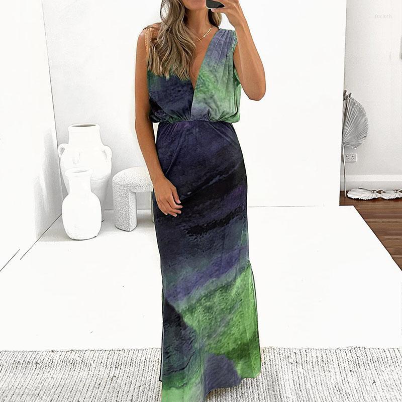 Casual Dresses Sexy Deep V-neck Sleeveless Long Dress Lady Elegant Backless Hight Waist Bohe Party Fashion Tie-dye Side Split Beach, 02 navy blue
Casual Dresses Sexy Deep V-neck Sleeveless Long Dress Lady Elegant Backless Hight Waist Bohe Party Fashion Tie-dye Side Split Beach, 02 navy blue