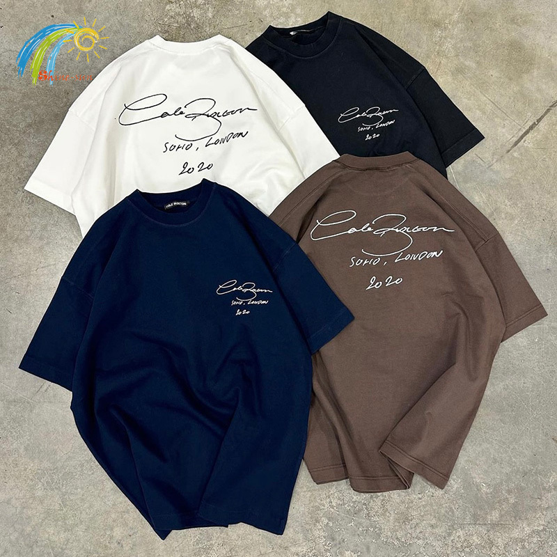 Men's T-Shirts 23SS Brown Royal Blue Scrawled Slogan Printing Cole Buxton T-Shirt Men Women 1 1 Cotton CB Tee Casual Short Sleeve With Tag 230414