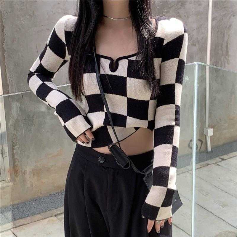Retro Chessboard Plaid Short Sweater Womens Autumn Girl Style Slim Fit Slimming, Pink
Retro Chessboard Plaid Short Sweater Womens Autumn Girl Style Slim Fit Slimming, Pink