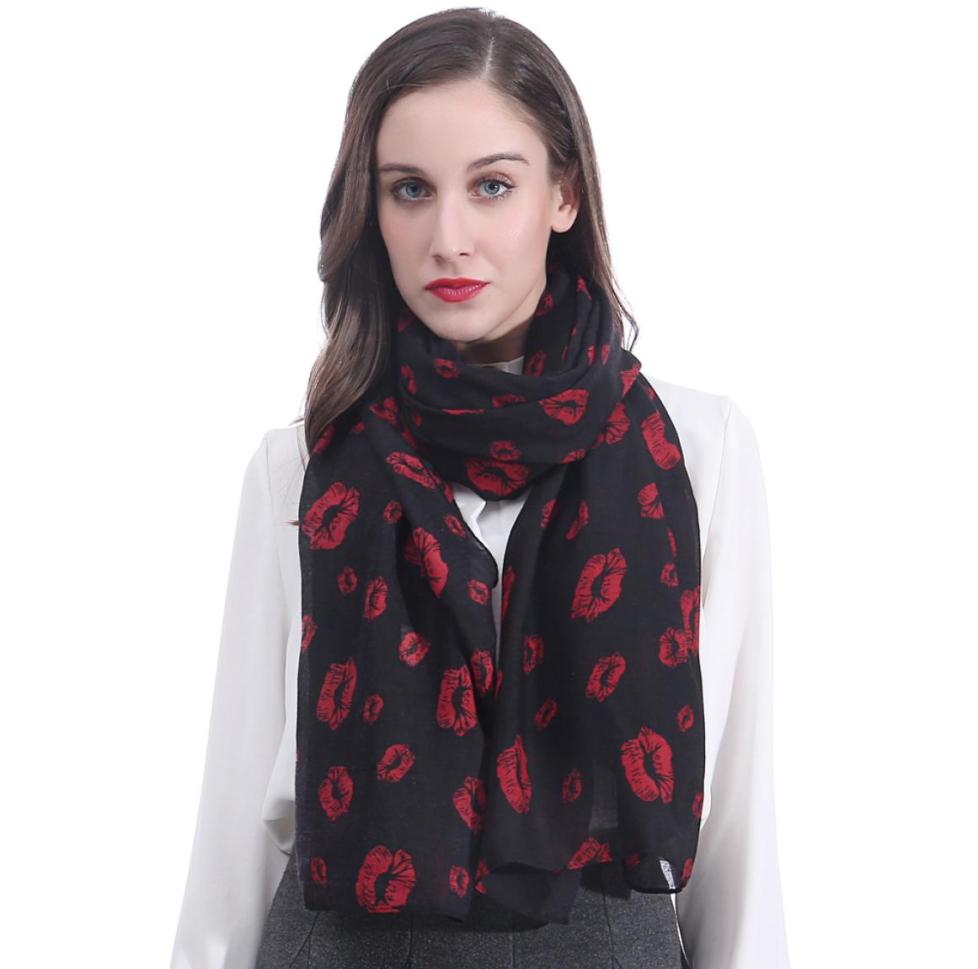 

Fashion Sexy Lips Print Women Scarf Shawl Body Wrap Large Size Gift Idea Soft Light Weight1796045