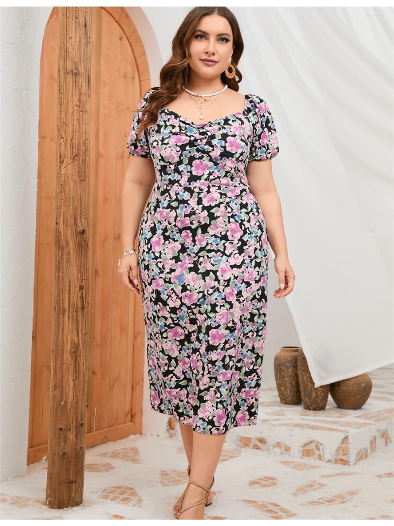 Plus Size Dresses Bodycon For Women 2023 Spring Summer V Neck Short Sleeve Floral Print Back Split Casual Pencil Dress, Purple
Plus Size Dresses Bodycon For Women 2023 Spring Summer V Neck Short Sleeve Floral Print Back Split Casual Pencil Dress, Purple