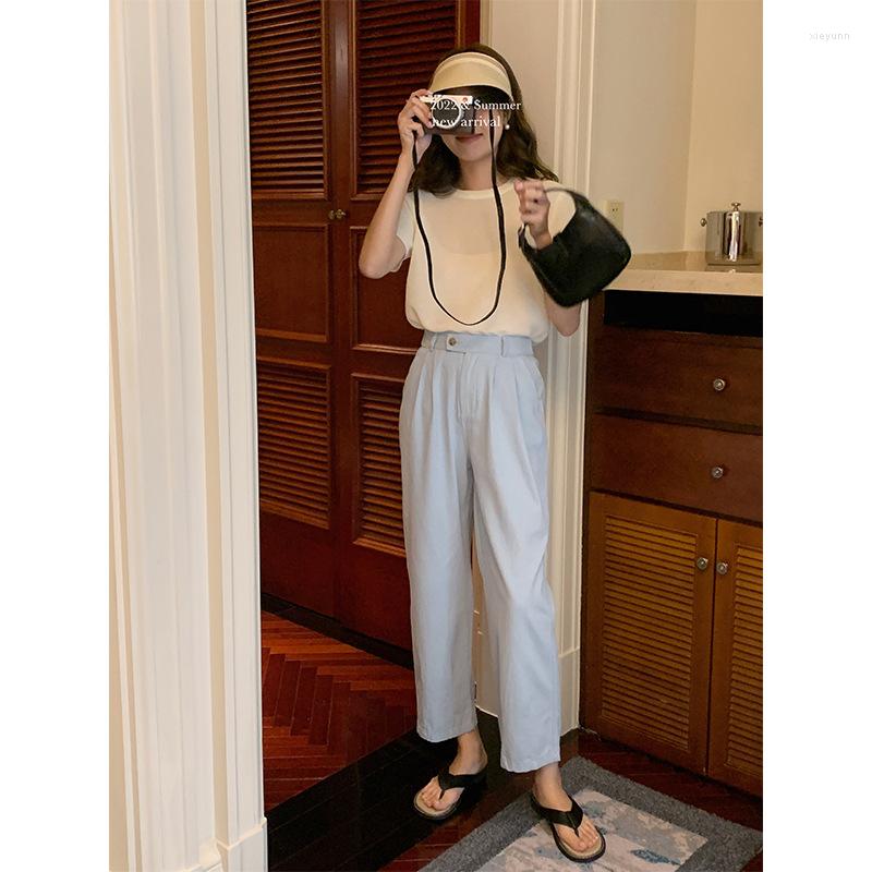 Women's Pants 2023 Women Pant Solid Casual High Waist Chic Office Ladies Female Elegant Blue Straight Ankle-length Trousers
Women's Pants 2023 Women Pant Solid Casual High Waist Chic Office Ladies Female Elegant Blue Straight Ankle-length Trousers