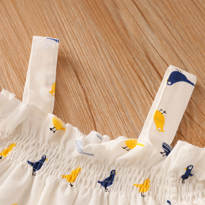 T-shirts Fashion 2 3 4 5 6 8 10 Years Cotton Cartoon Print Short Sleeve Off Shoulder Strap Summer T-Shirt For Kids Baby Girls 230414