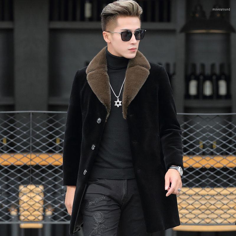 Men's Trench Coats Winter Fleece Imitation Fur Medium And Long Mink Coat Men's Suit Collar Thickened, Black fur collar
Men's Trench Coats Winter Fleece Imitation Fur Medium And Long Mink Coat Men's Suit Collar Thickened, Black fur collar