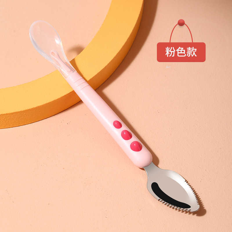 Cups Dishes Utensils Baby Fruit Scraping Mud Spoon Feeding Spoon Soft Silicone Spoon Baby Easy To Eat Fruit Spoon Mother And Baby Supplies AA230413