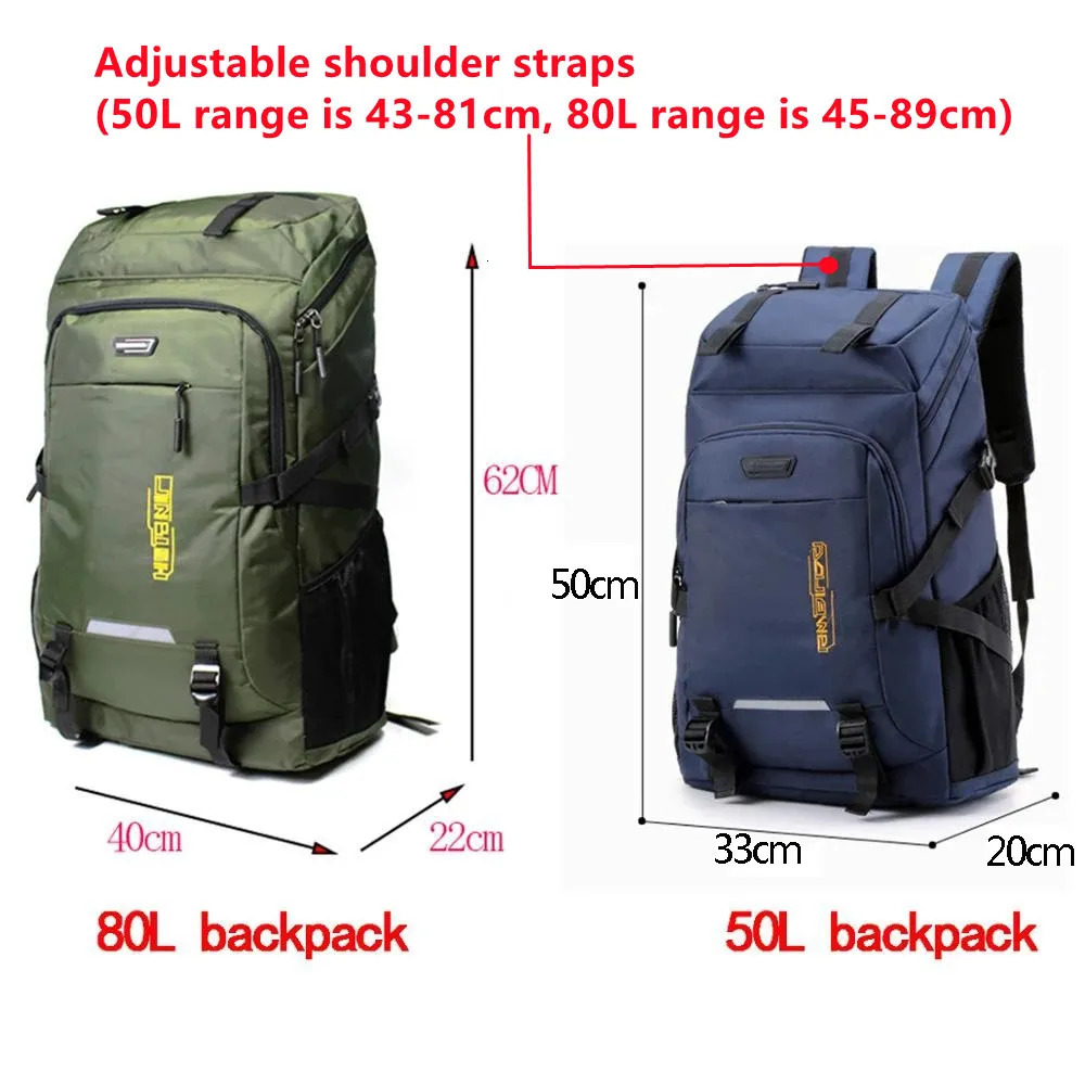 Outdoor Bags 80L 50L Men s Backpack Climbing Travel Rucksack Sports Camping Hiking School Bag Pack For Male Female Women 231114