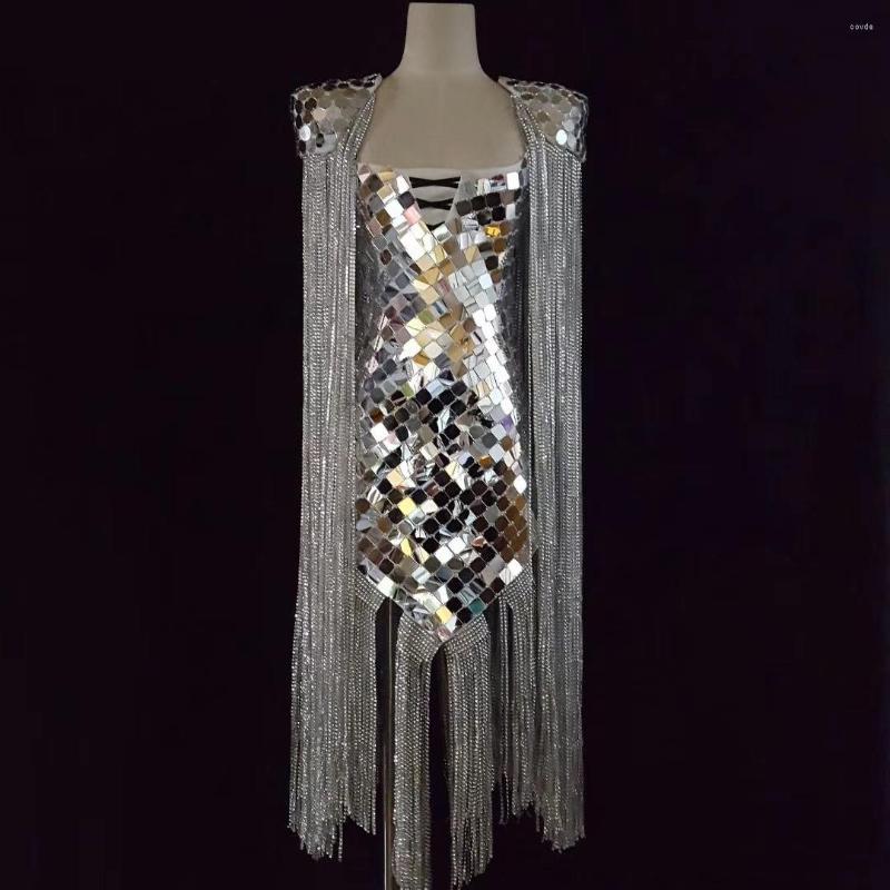 Stage Wear Handmade Shining Mirror Sequins Rhinestones Fringes Bodysuits Women Nightclub Performance Dance Party Evening Costume, Silver
Stage Wear Handmade Shining Mirror Sequins Rhinestones Fringes Bodysuits Women Nightclub Performance Dance Party Evening Costume, Silver