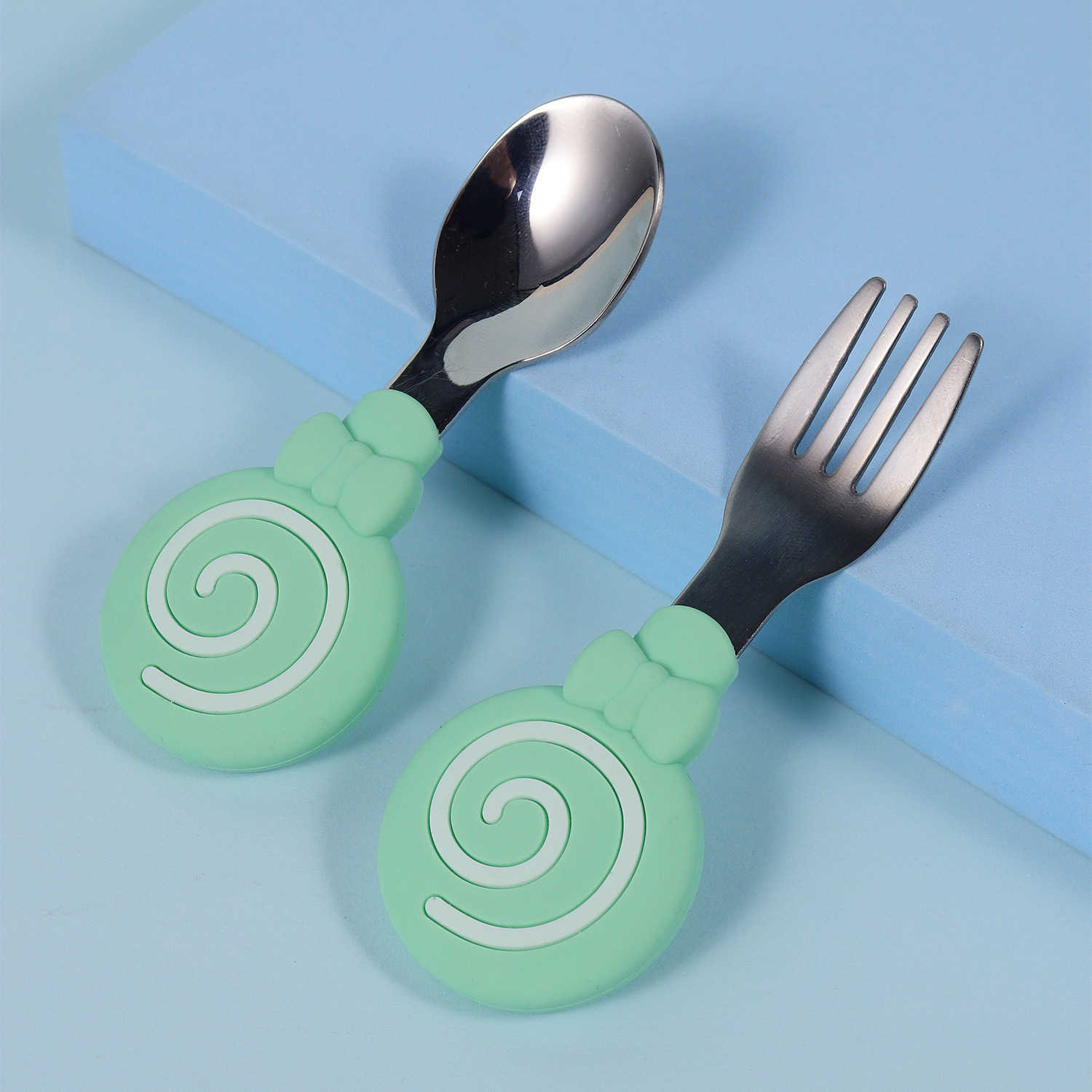Cups Dishes Utensils 2pcs Tableware Cartoon Kids Spoon and Fork Set Stainless Steel Cute Baby Spoons Kids Fork Baby Gadgets Baby Spoon Set AA230413