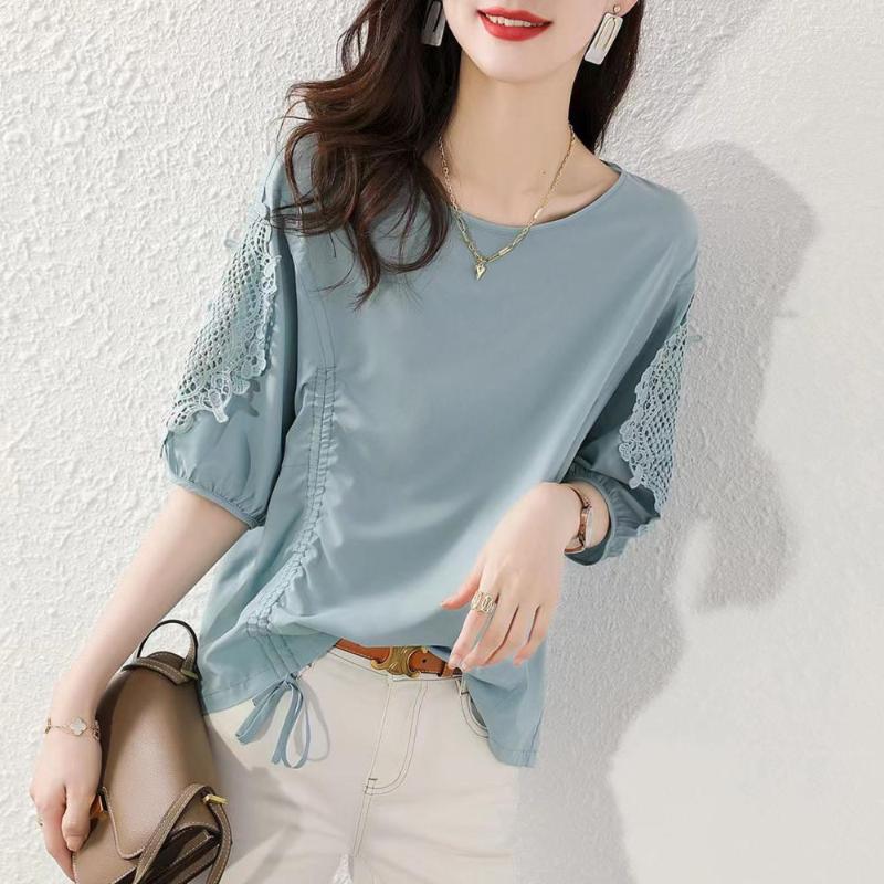 Women's Blouses Women Summer Short Sleeve Top Shirt, Light blue