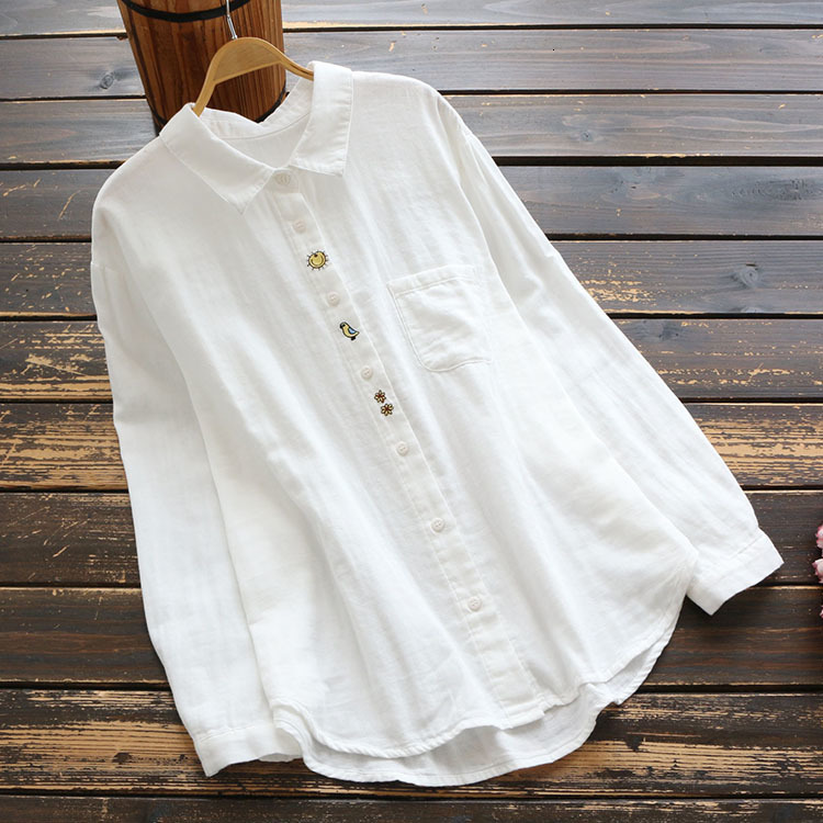 Women's Blouses Shirts 7577 Autumn Women Blouse Japan Style Mori Girl Loose Cotton Yarn White Shirt Embroidery Long Sleeve Women Tops 230414
Women's Blouses Shirts 7577 Autumn Women Blouse Japan Style Mori Girl Loose Cotton Yarn White Shirt Embroidery Long Sleeve Women Tops 230414