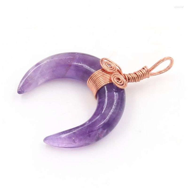 Pendant Necklaces FYSL Rose Gold Color Wire Wrap Crescent Moon Amethysts Stone Clear Quartz Ethnic Style Jewelry
Pendant Necklaces FYSL Rose Gold Color Wire Wrap Crescent Moon Amethysts Stone Clear Quartz Ethnic Style Jewelry