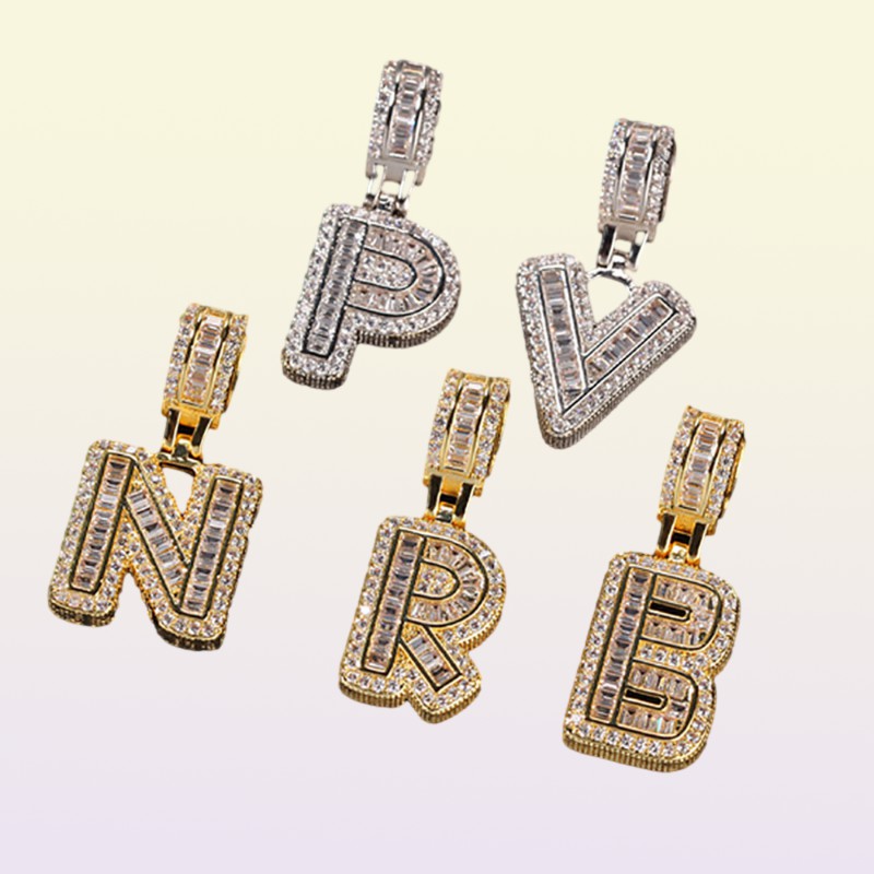 Baguette Letters Necklaces Pendant Custom Name Charm Gold Silver Rose Gold Fashiom Hip Hop Initials Jewelry Whos with 3m