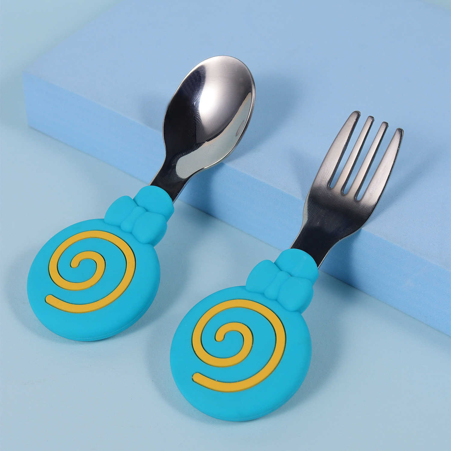 Cups Dishes Utensils 2pcs Tableware Cartoon Kids Spoon and Fork Set Stainless Steel Cute Baby Spoons Kids Fork Baby Gadgets Baby Spoon Set AA230413