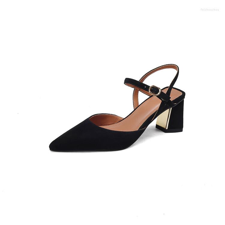 Sandals Women's In Spring And Summer Leather Shoes Buckle Thick Heel 6cm Slling Back Pointed Toe Genuine, Black
Sandals Women's In Spring And Summer Leather Shoes Buckle Thick Heel 6cm Slling Back Pointed Toe Genuine, Black