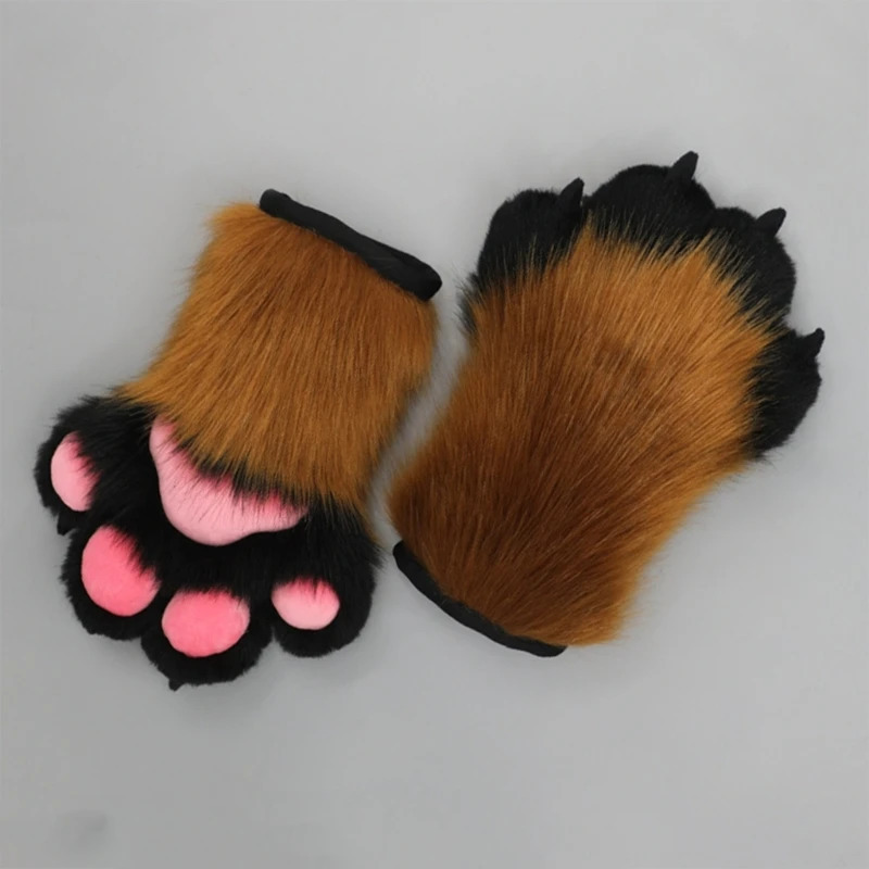 Five Fingers Gloves Wolf Dog es Paw Claw Costume Cosplays Animal Furry Plush Full Finger Mittens Fursuit for Adults Drop 231114