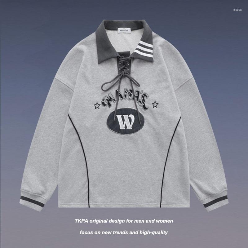 Men' T Shirts Hip-hop College Style Couple Sports Sweater Men And Women Retro Street Polo Lapel Long-sleeved T-shirt Trend, Gray
Men' T Shirts Hip-hop College Style Couple Sports Sweater Men And Women Retro Street Polo Lapel Long-sleeved T-shirt Trend, Gray
