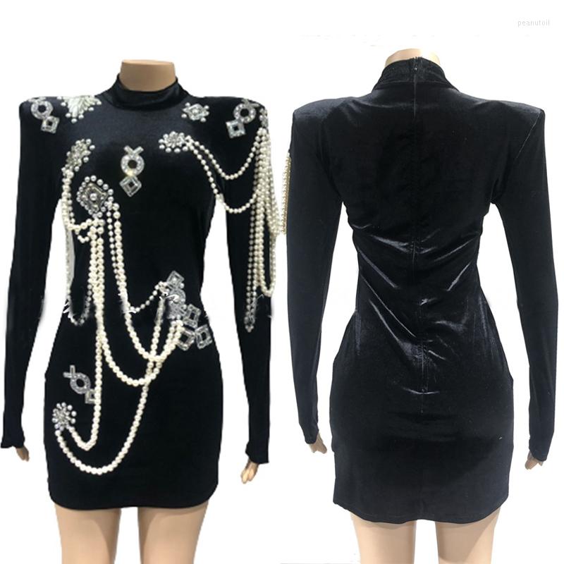 Stage Wear Black Pearls Rhinestones Dress Women Velvet Evening Birthday Celebrate Costume Catwalk Festival Outfit XS6015
Stage Wear Black Pearls Rhinestones Dress Women Velvet Evening Birthday Celebrate Costume Catwalk Festival Outfit XS6015