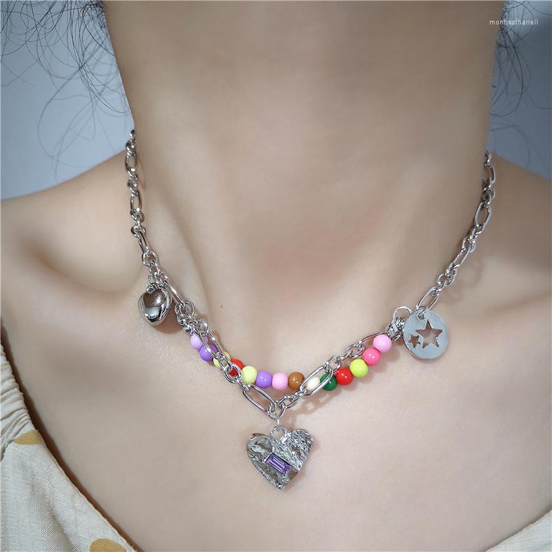 Chains Kpop Vintage Harajuku Aesthetic Colorful Crystal Beaded Heart Zircon Chain Choker Necklace For Women Y2K Jewelry Accessories
Chains Kpop Vintage Harajuku Aesthetic Colorful Crystal Beaded Heart Zircon Chain Choker Necklace For Women Y2K Jewelry Accessories