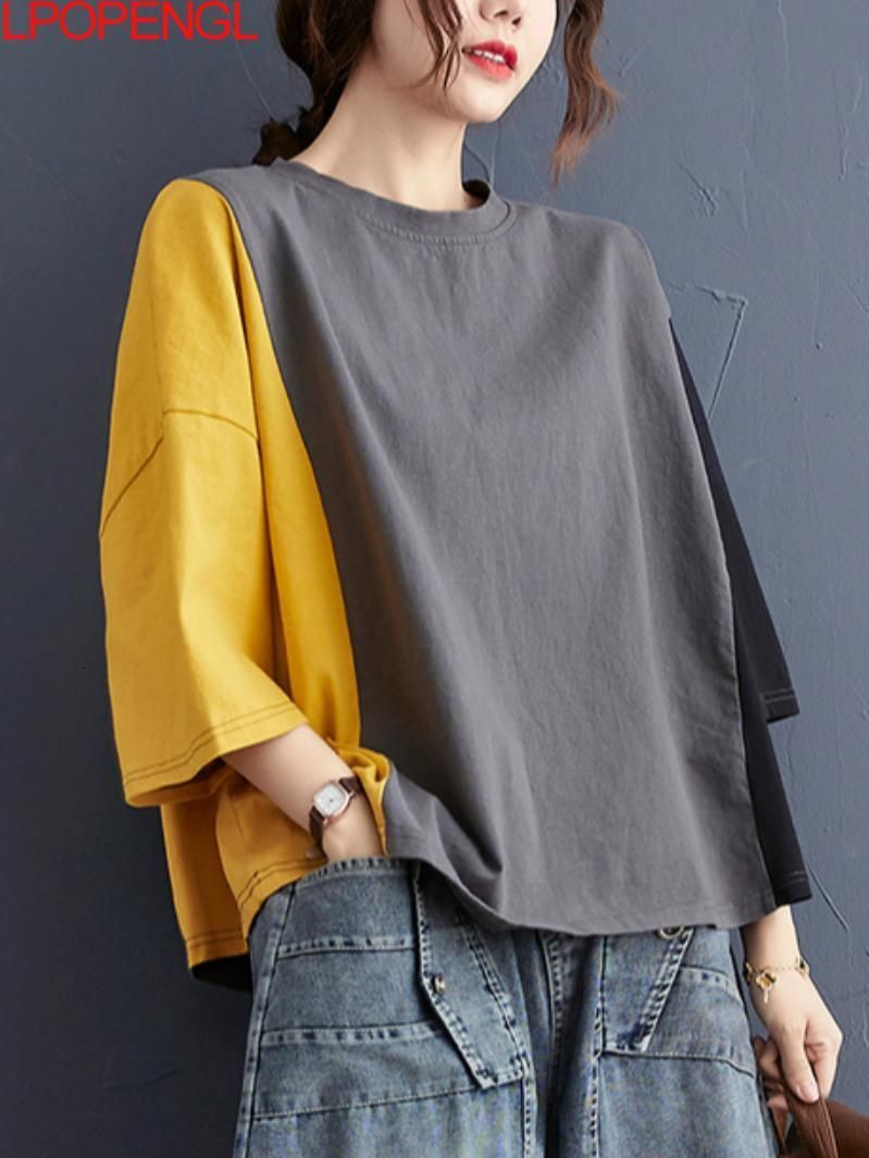 Women's T-Shirt Women Cotton Oversized Casual T-shirts Summer Simple Style Patchwork Color Loose Female Half Sleeve Soft Tops Tees 230414, Green
Women's T-Shirt Women Cotton Oversized Casual T-shirts Summer Simple Style Patchwork Color Loose Female Half Sleeve Soft Tops Tees 230414, Green
