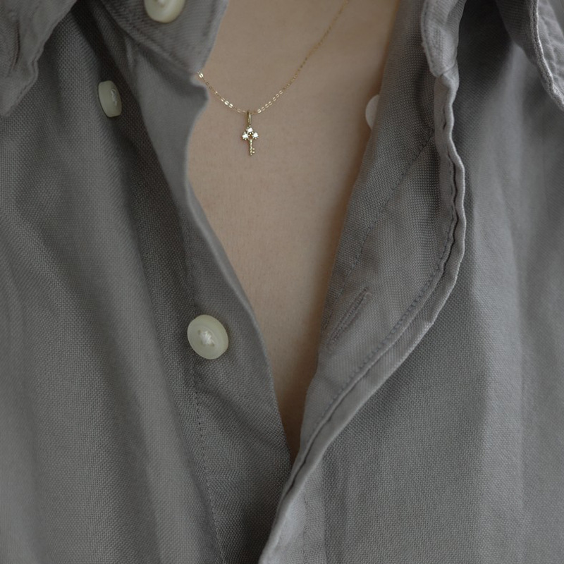 Delicate 925 Sterling Silver 14K Gold Key Pendant Necklace Light Luxury Mini Clavicle Chain Women Party