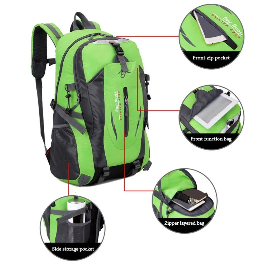 Outdoor Bags Durable Nylon Camping Backpack Waterproof 40L Large Capacity Travel Rucksack Bag Sports Hiking 231114