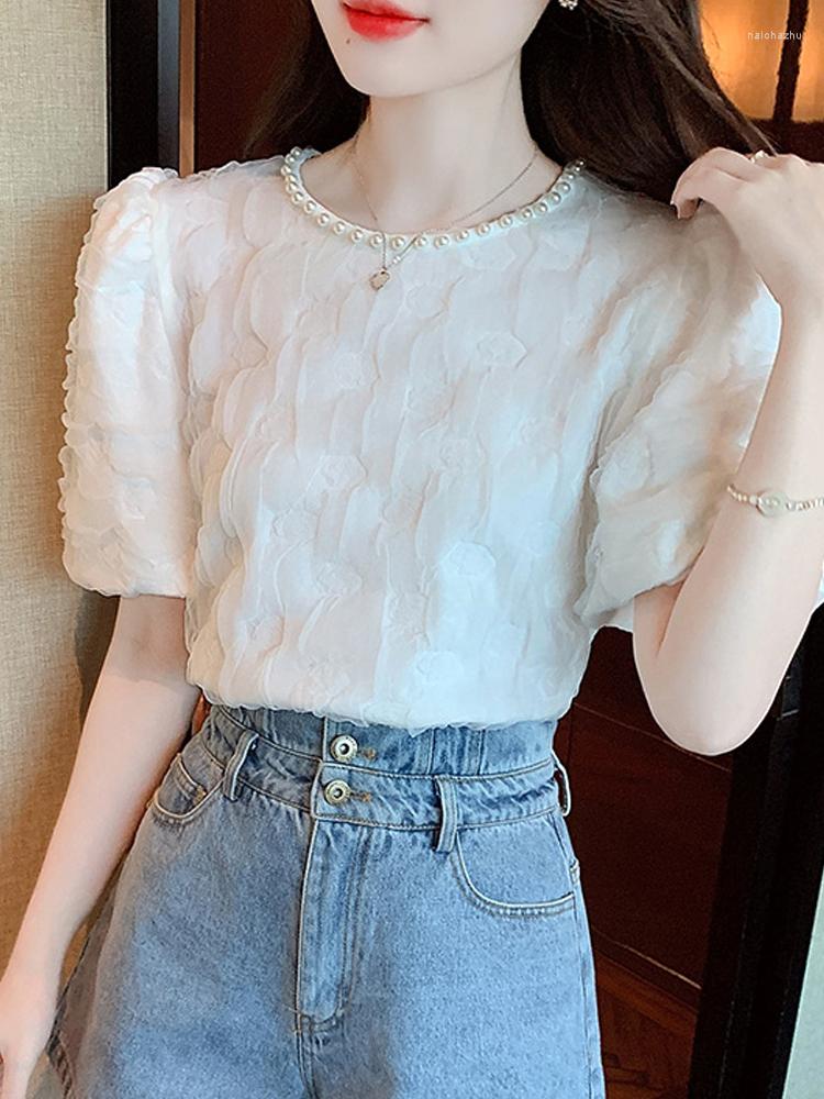 Women' Blouses Blusas Mujer De Moda 2023 Verano Beading O-Neck Chiffon Blouse Shirt Women Tops Short Sleeve Femme C449, Pink
Women' Blouses Blusas Mujer De Moda 2023 Verano Beading O-Neck Chiffon Blouse Shirt Women Tops Short Sleeve Femme C449, Pink