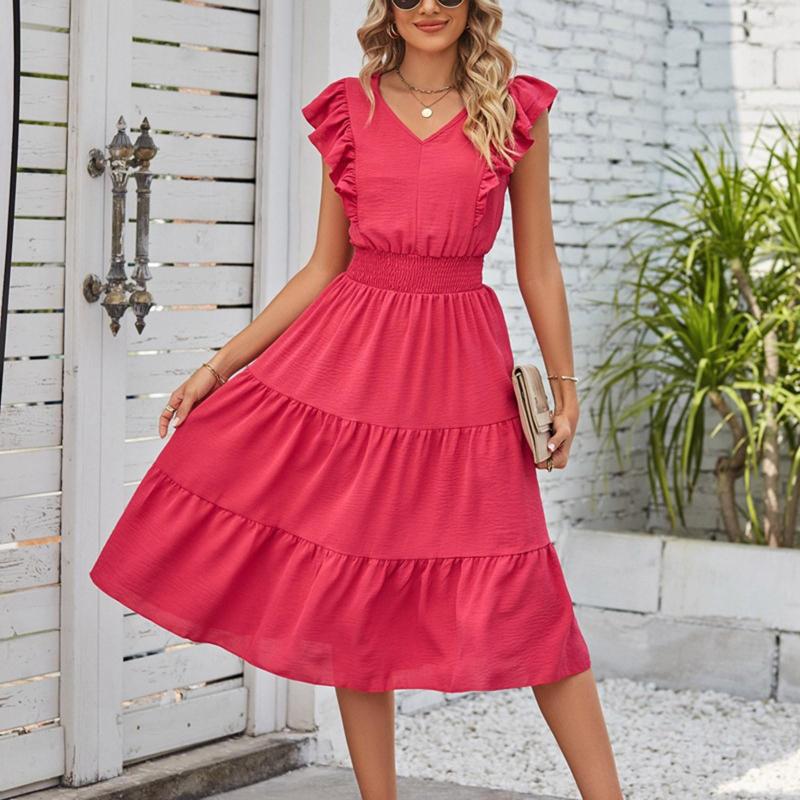 Casual Dresses Ladies Sleeveles Maxi Dress 2023 Women' Elegant Falbala Trim V Neck Tunic Waist Loose For Women Summer Sundress, Red
Casual Dresses Ladies Sleeveles Maxi Dress 2023 Women' Elegant Falbala Trim V Neck Tunic Waist Loose For Women Summer Sundress, Red