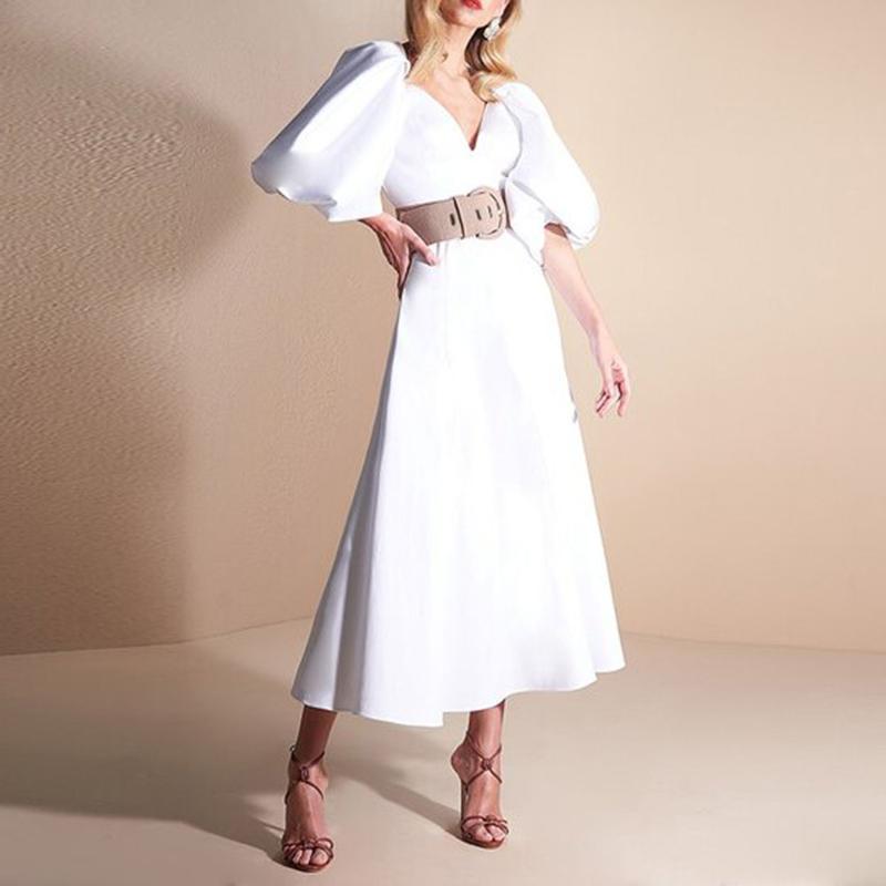 Party Dresses European American Women's 2023 Backless Flared Sleeves Temperament Commute Solid Color V-neck High Waist Dress, White
Party Dresses European American Women's 2023 Backless Flared Sleeves Temperament Commute Solid Color V-neck High Waist Dress, White