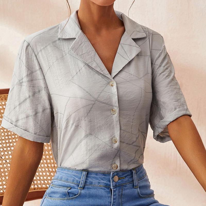 Women' Blouses Spring Summer Button T-Shirt Fashion Print Single-breasted Shirts V-Neck Breathable European Temperament For Weekend, Grey
Women' Blouses Spring Summer Button T-Shirt Fashion Print Single-breasted Shirts V-Neck Breathable European Temperament For Weekend, Grey
