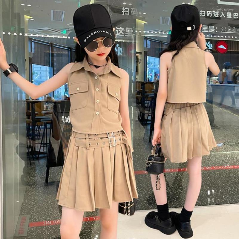Clothing Sets Baby Girl Fashion Summer Khaki Sleeveless Tops Skirts 2pcs Suits Children School Clothes Kids Wz790
Clothing Sets Baby Girl Fashion Summer Khaki Sleeveless Tops Skirts 2pcs Suits Children School Clothes Kids Wz790