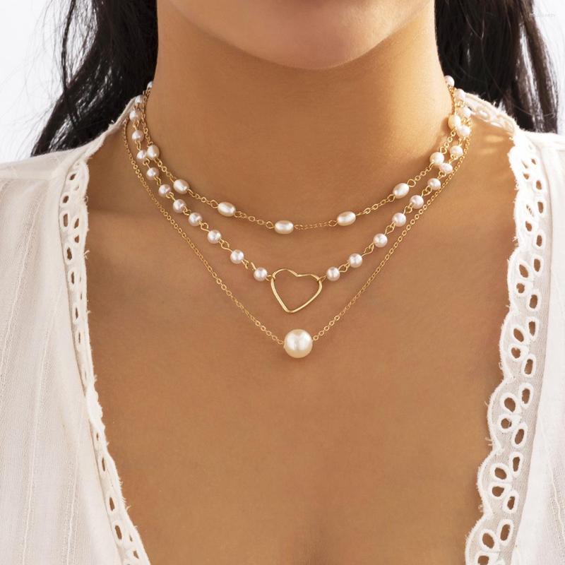 Chains Trendy Hollow Heart Shape Imitation Pearl Three Layers Chain Necklace For Women Gold/Silver Color Wedding Party Accessories
Chains Trendy Hollow Heart Shape Imitation Pearl Three Layers Chain Necklace For Women Gold/Silver Color Wedding Party Accessories