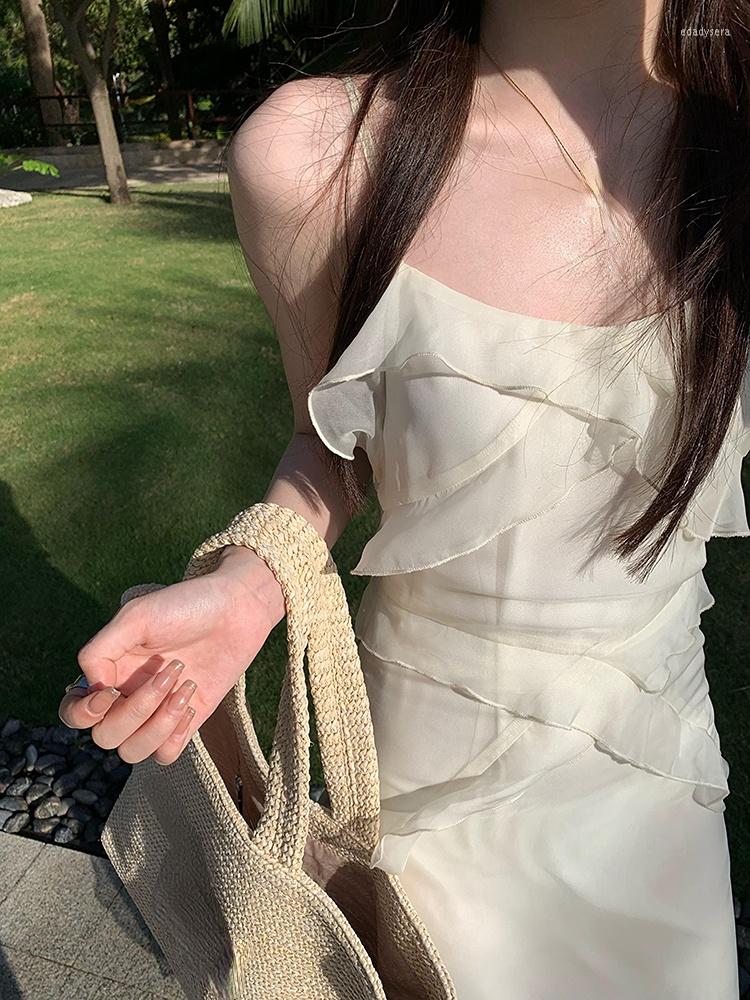 Casual Dresses 2023 Summer Korean Elegant Sexy Strap Dress Women Causal Even Party Midi Office Lady Solid Beach Style Chiffon Chic, Apricot
Casual Dresses 2023 Summer Korean Elegant Sexy Strap Dress Women Causal Even Party Midi Office Lady Solid Beach Style Chiffon Chic, Apricot