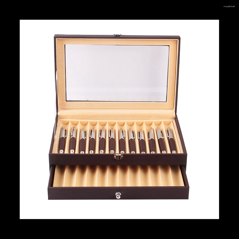 Jewelry Pouches 24 Slots Wooden Pen Display Storage Box Luxury 2 Layer PU Case Fountain Pen-Collector Organizer
Jewelry Pouches 24 Slots Wooden Pen Display Storage Box Luxury 2 Layer PU Case Fountain Pen-Collector Organizer