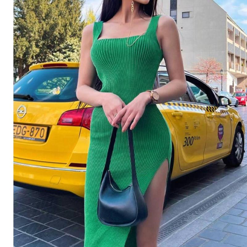 Casual Dresses Summer Party Strap Solid Slit Midi Green Knitted Square Neck Sexy Bodycon Dress Women, Black
Casual Dresses Summer Party Strap Solid Slit Midi Green Knitted Square Neck Sexy Bodycon Dress Women, Black