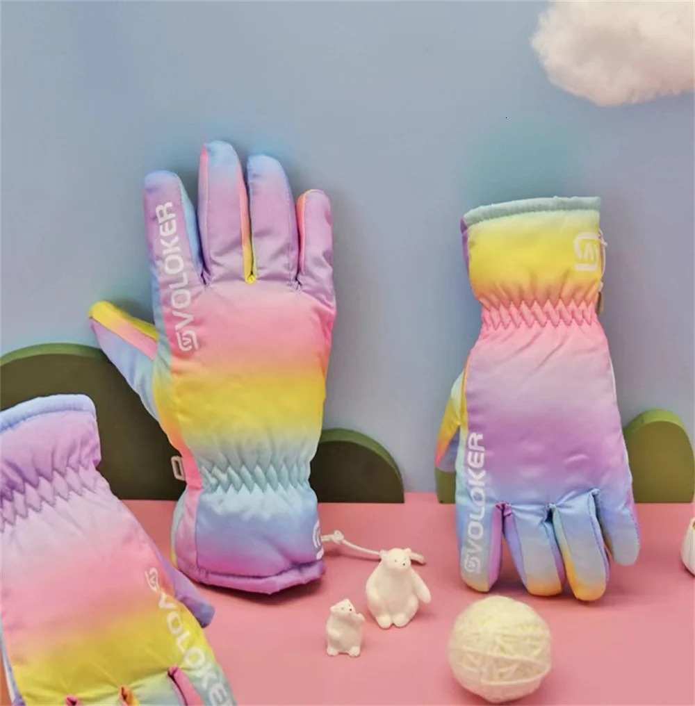 Ski Gloves Kids Winter Non slip Thicken Windproof Warm Waterproof Children Snow Sports Child Mittens for Snowboard 4 12Y 231114