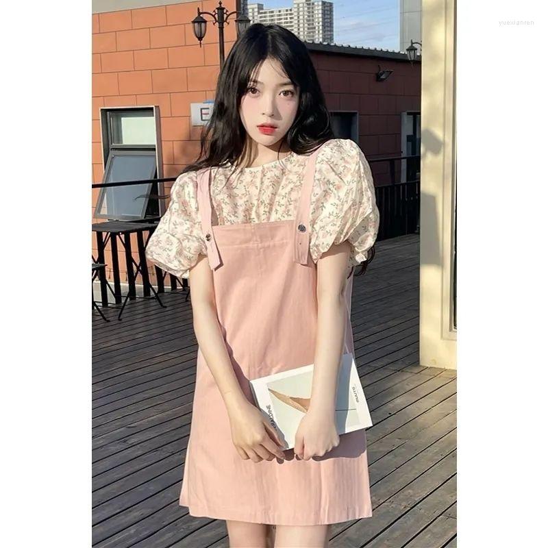 Work Dresses 2023 Summer Sweet Floral Bubble Sleeve Tops Ageing Before And After Two Wear Straps Dress Single / Sets Y2K, Two pieces
Work Dresses 2023 Summer Sweet Floral Bubble Sleeve Tops Ageing Before And After Two Wear Straps Dress Single / Sets Y2K, Two pieces