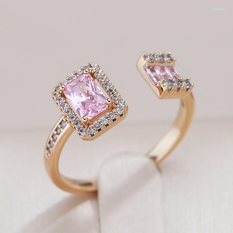 Cluster Rings Kinel Square Pink Natural Zircon Open For Women Luxury 585 Rose Gold Color Bride Wedding Party Daily Jewelry
Cluster Rings Kinel Square Pink Natural Zircon Open For Women Luxury 585 Rose Gold Color Bride Wedding Party Daily Jewelry