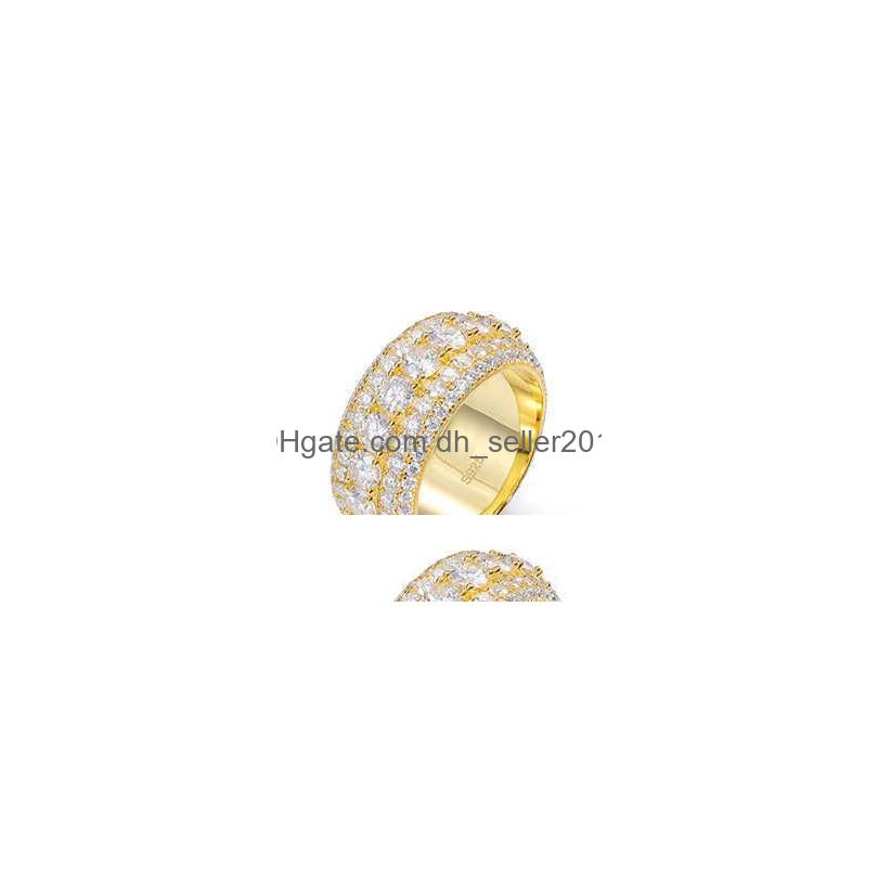 Band 5 Rows Moissanite Ring Pass Dia Tester Sterg Sier Shiny Fashion Rings Men Drop Delivery Jewelry R Dhwce