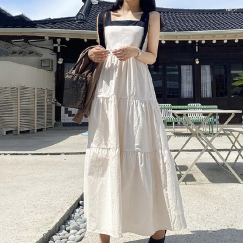 Casual Dresses Korean Chic Summer Square Collar Contrast Color Dress Women Ribbon High Waist Pleated Loose Long Robe Femme Elegant
Casual Dresses Korean Chic Summer Square Collar Contrast Color Dress Women Ribbon High Waist Pleated Loose Long Robe Femme Elegant
